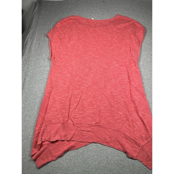 Eileen Fisher M Coral Pink Asymmetrical Organic Linen Cotton Top Sweater - Picture 6 of 7